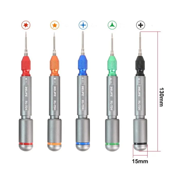 Набор отверток Relife RL-724A / прецизионные / для ремонта (T1 / Y0.6 / ★0.8 / ➕1.5 / IP2.5) 5 шт.