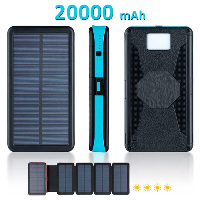 УМБ с солнечной панелью XIYT HY-1803 / Power bank / 20000 mah / 2xUSB / Micro / Type-C Blue