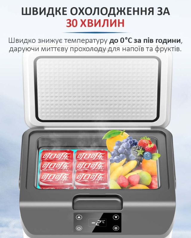 Автомобільний переносний міні холодильник Aoqun BY-15BS / 8.2 л / Охолодження / Нагрівання / 12V / 24V / 220V