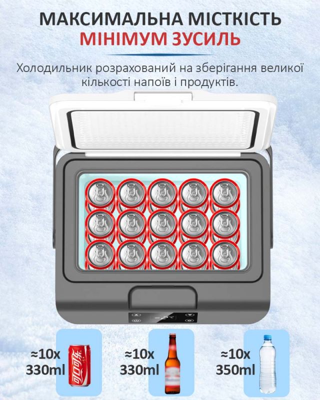 Автомобільний переносний міні холодильник Aoqun BY-15BS / 8.2 л / Охолодження / Нагрівання / 12V / 24V / 220V