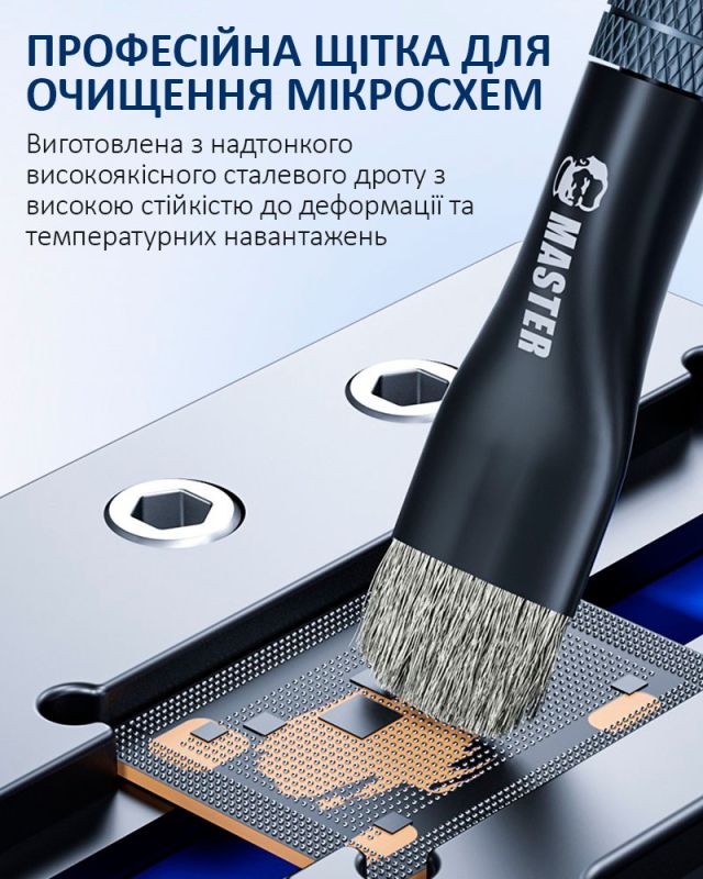 Щітка двостороння Mechanic / антистатична / металева / для ремонту плат