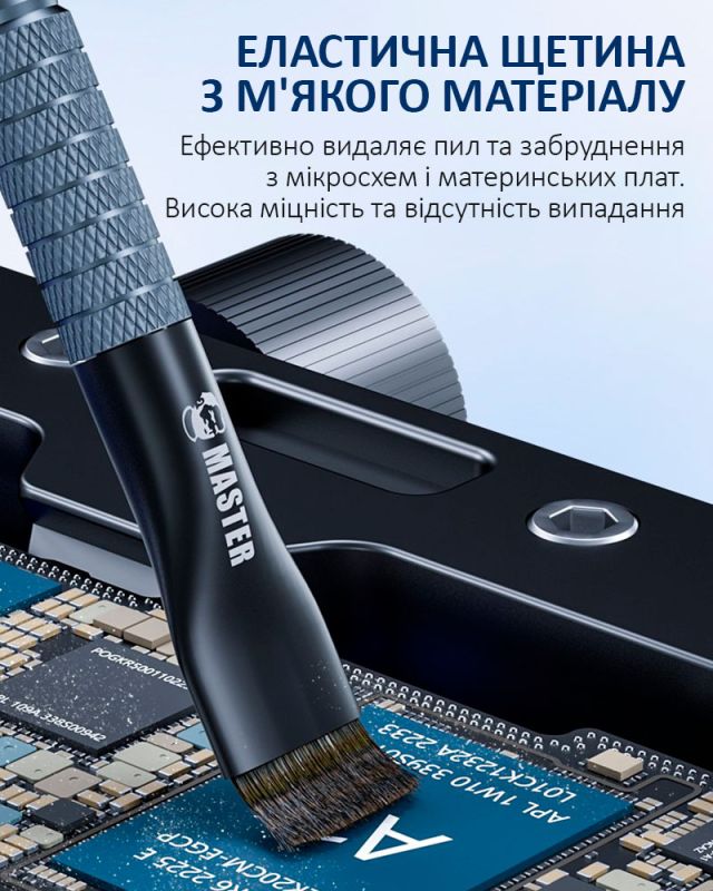 Щітка двостороння Mechanic / антистатична / металева / для ремонту плат