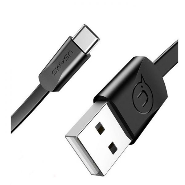 USB Кабель Usams Type-C U2 Flat 2A 1.2m Black