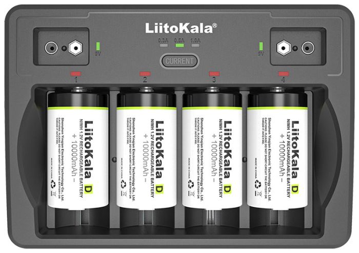 Зарядний пристрій Liitokala Lii-D4 / 4+2 канали / для акумуляторів AA, AAA, 18650, 26650, 32700, Крона