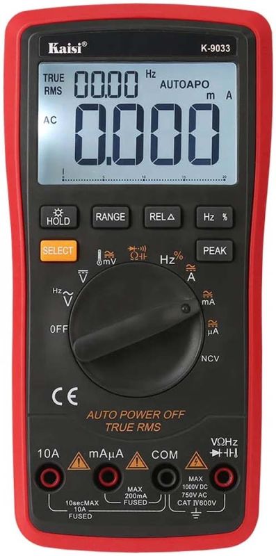 Мультиметр цифровой Kaisi 9033 / режим Auto / True RMS / автоотключение / подсветка
