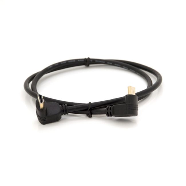 Кабель Merlion HDMI-HDMI 1.0m, v1.4, OD-7.5mm, круглый Black, коннектор Black 90° угловой/90° угловой