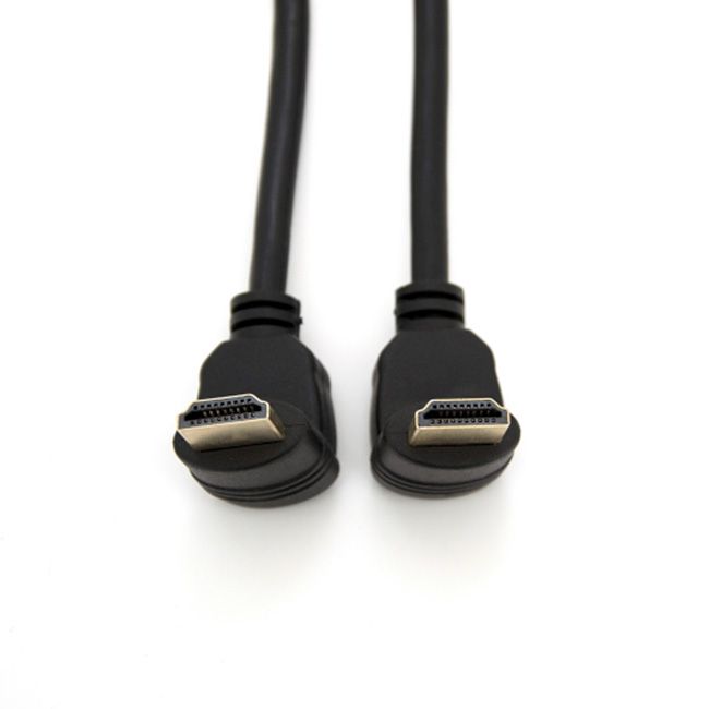 Кабель Merlion HDMI-HDMI 1.0m, v1.4, OD-7.5mm, круглый Black, коннектор Black 90° угловой/90° угловой
