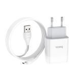 Сетевое зарядное устройство Hoco C73A  2.4A with MicroUSB cable White