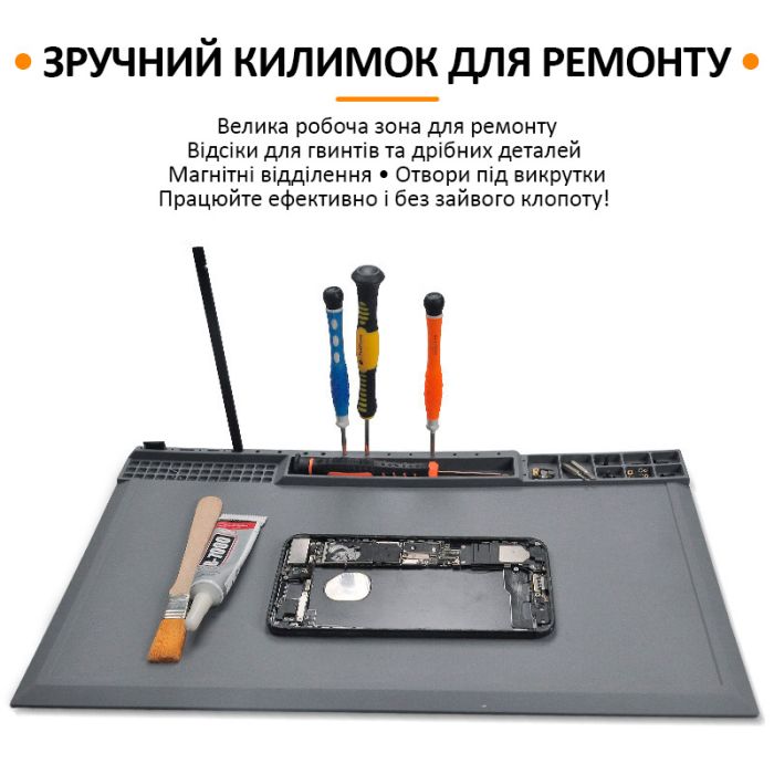 Теплоизоляционный силиконовый коврик TELIJIA TE-612 для пайки и ремонта техники / 380x210 мм