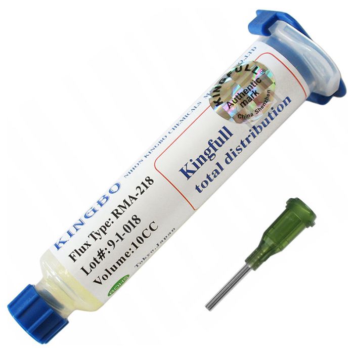 Флюс-паста KINGBO RMA-218 / без содержания галогенов / с дозатором в шприце 10cc