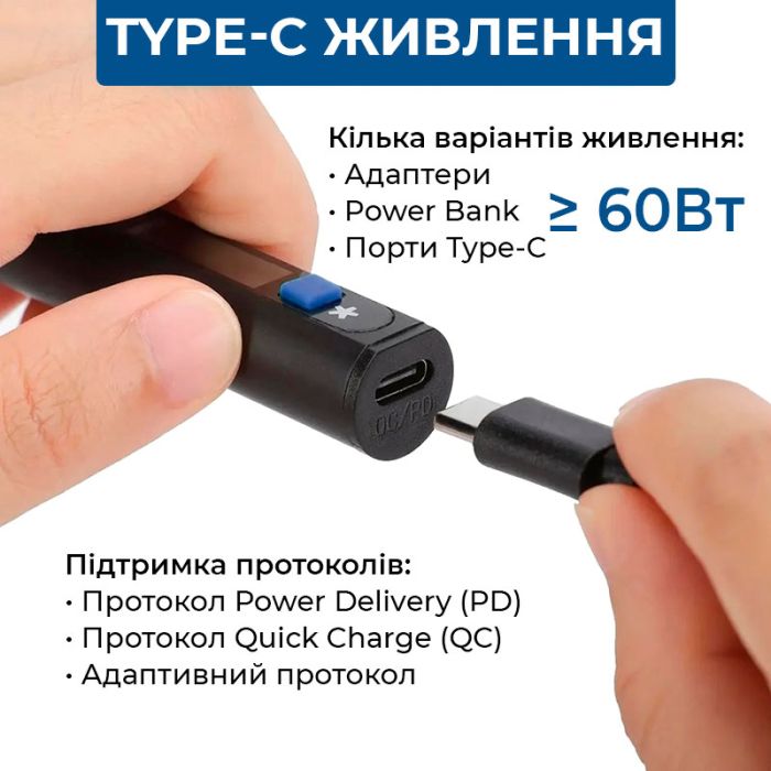 Паяльник прецизионный WEP 928D IV портативный / жало C235-I / 450°C / подставка с губкой / Type-C