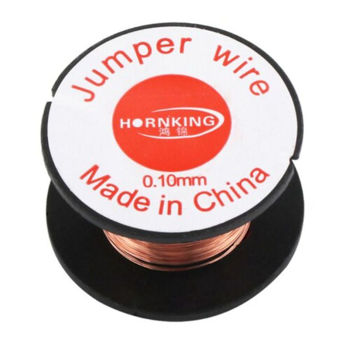 Проволока медная в катушке Hornking для монтажа перемычек / длина 10 м / D=0.10 mm