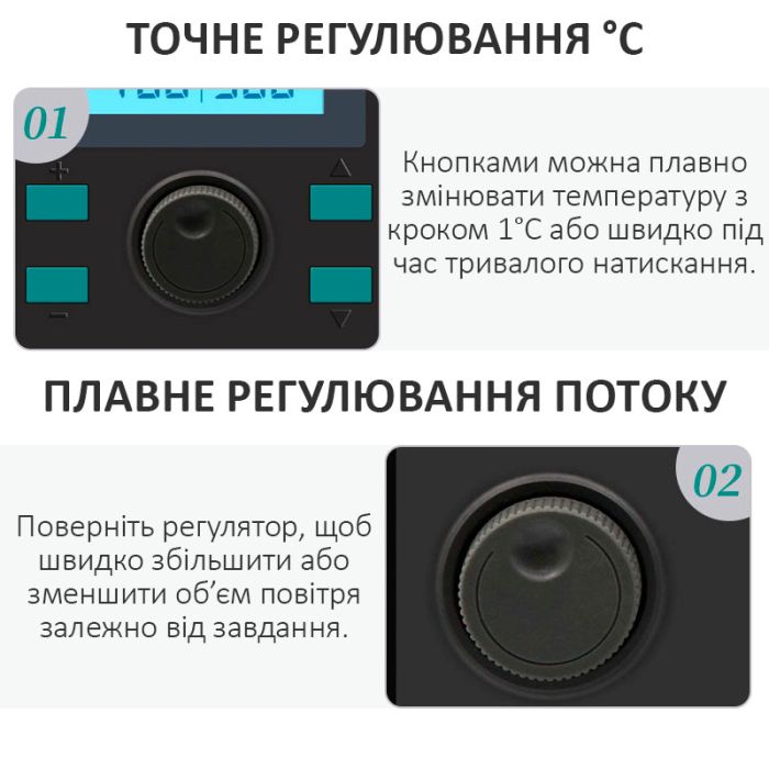Паяльная станция 2 в 1 QUICK 8786D+ / паяльник 70 Вт + фен 700 Вт / 100-500°С / 40 л/мин