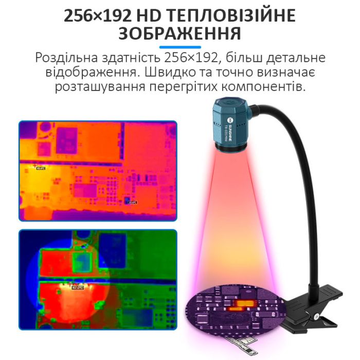 Тепловизионная камера Sunshine TB-03S MINI / HD 256x192 / инфракрасный тепловизор для ремонта / Type-C