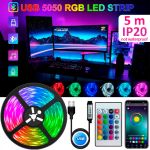 Светодиодная LED лента Bluetooth, USB, 30 диодов на 1 метр, приложение, работа от Powerbank, 5В, IP20, 5 м