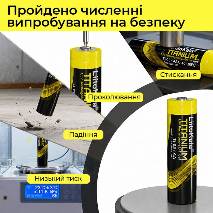 Універсальний зарядний пристрій LiitoKala Ti-4W001 + 4 акумулятори Ti-05 AA / 1.5V 500mAh