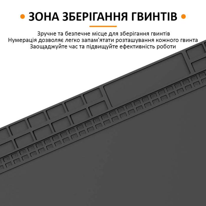 Теплоизоляционный силиконовый коврик TELIJIA TE-713 для пайки и ремонта техники 700x400 мм Black