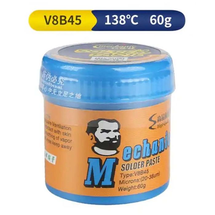 Паяльна паста BGA Mechanic V8B45 / легкоплавка / Sn 42%, Bi 58% / 138°C / 60 г