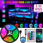 Светодиодная LED лента Bluetooth, USB, 30 диодов на 1 метр, приложение, работа от Powerbank, 5В, IP65, 1 м