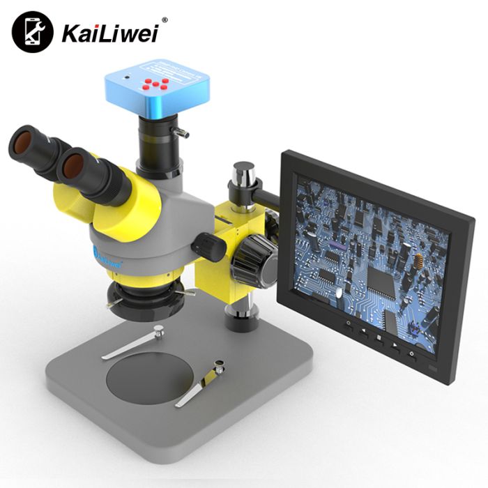 Микроскоп тринокулярный KaiLiwei K10HT-638-S008 / камера 38Мп 1080P / монитор HD 8" / 45X / HDMI / подсветка