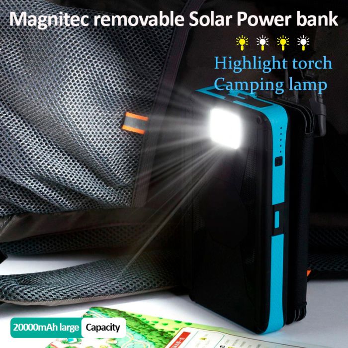 УМБ с солнечной панелью XIYT HY-1803 / Power bank / 20000 mah / 2xUSB / Micro / Type-C Orange