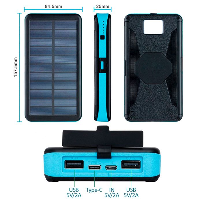 УМБ с солнечной панелью XIYT HY-1803 / Power bank / 20000 mah / 2xUSB / Micro / Type-C Orange