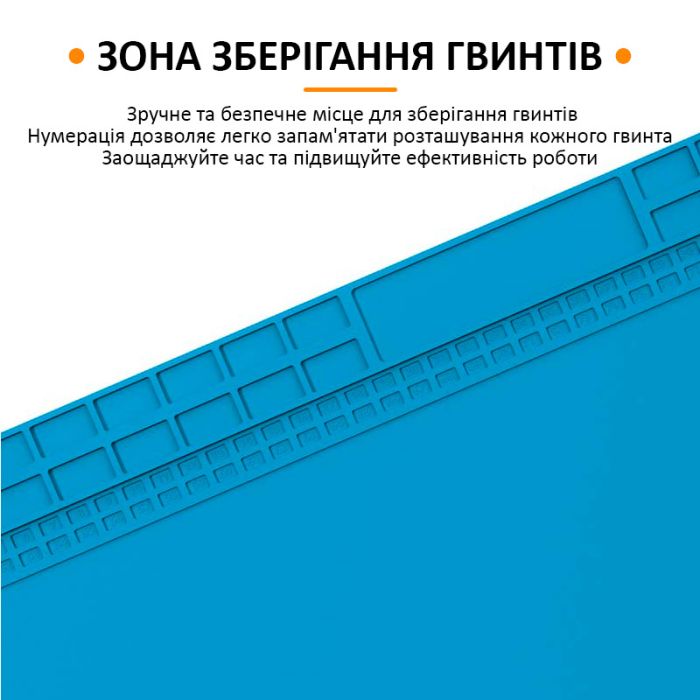 Теплоизоляционный силиконовый коврик TELIJIA TE-713 для пайки и ремонта техники 700x400 мм Blue
