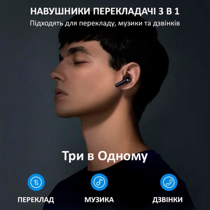 Наушники переводчик Timekettle M3 синхронный перевод, музыка, звонки, 42 языка, онлайн Black