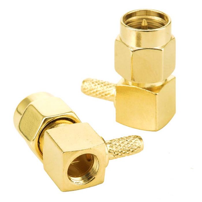 Разъем коннектор SMA-JW-1.5 SMA male (папа) угловой для кабелей RG-316, RG-174, RG-188, LMR100