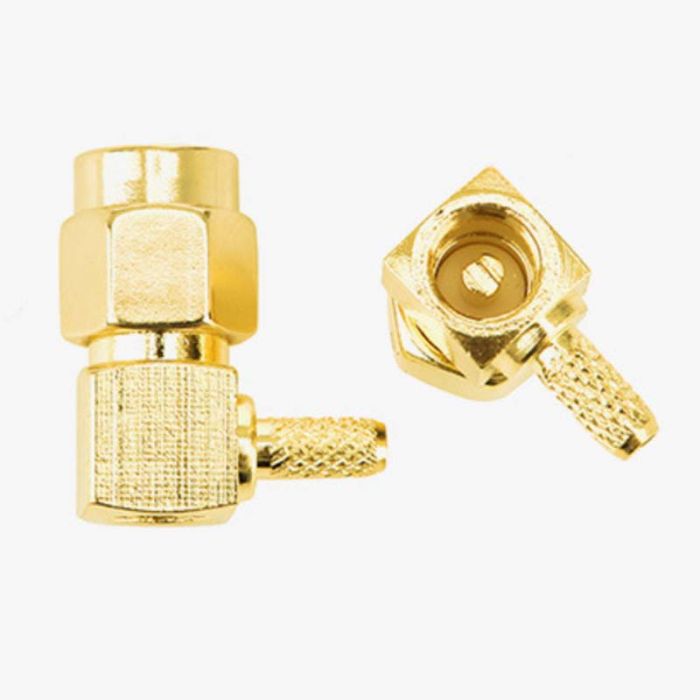 Разъем коннектор SMA-JW-1.5 SMA male (папа) угловой для кабелей RG-316, RG-174, RG-188, LMR100