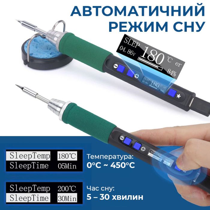 Паяльник прецизионный WEP 928D IV портативный / жало C235-I / 450°C / подставка с губкой / Type-C
