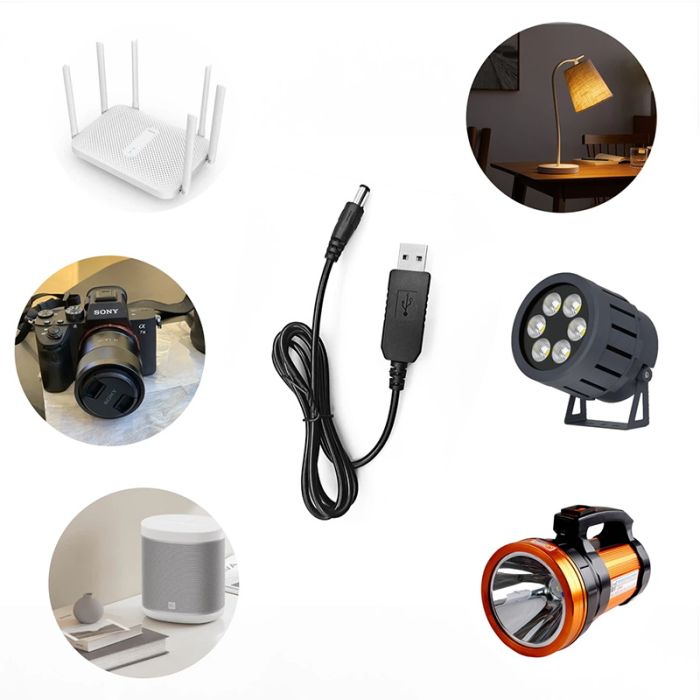 Кабель питания Keweisi KWS-912V USB DC / 9В / 12В / 3.5 мм / 5.5 мм для работы роутера от Powerbank