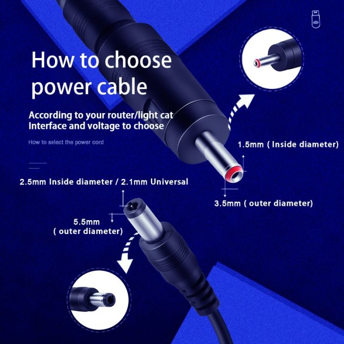 Кабель питания Keweisi KWS-912V USB DC / 9В / 12В / 3.5 мм / 5.5 мм для работы роутера от Powerbank