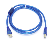 Кабель USB 2.0 RITAR AM/BM, 3.0m, 1 феррит, прозрачный синий