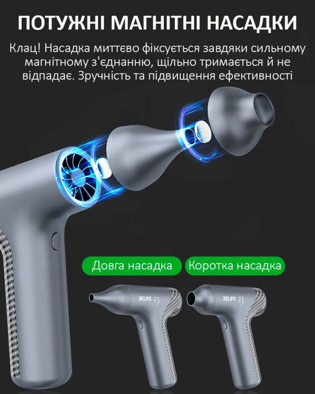 Турбовентилятор Relife E3 портативный / воздуходувка, выдуватель пыли и мусора / 100000 об/мин