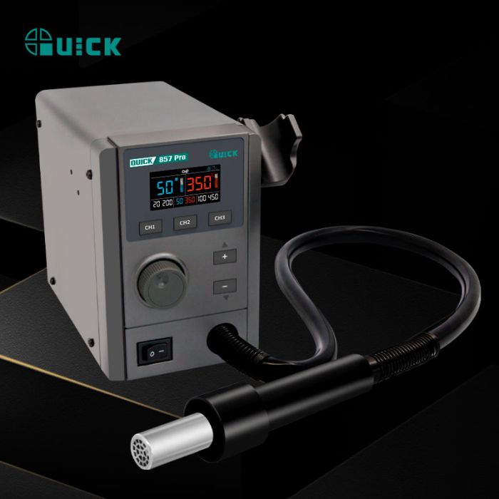 Термовоздушная паяльная станция QUICK 857 Pro / 3 канала памяти / 100-500°С / 40 л/мин / 580 Вт