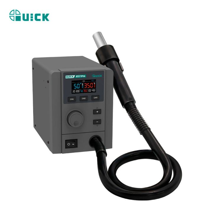 Термовоздушная паяльная станция QUICK 857 Pro / 3 канала памяти / 100-500°С / 40 л/мин / 580 Вт