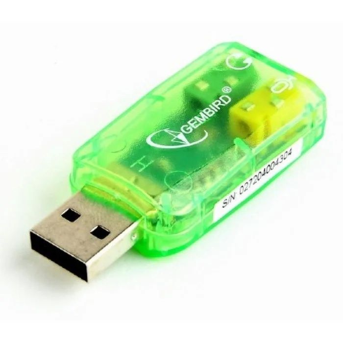 Звукова карта USB 2.0, 5.1, Gembird, Green, Box (SC-USB-01)
