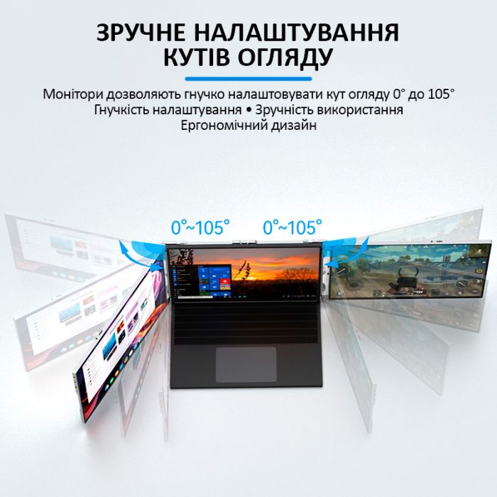 Монитор портативный W16FPC 16 дюймов с двойным дисплеем для ноутбуков / IPS / 1920x1200 / Type-C / HDMI