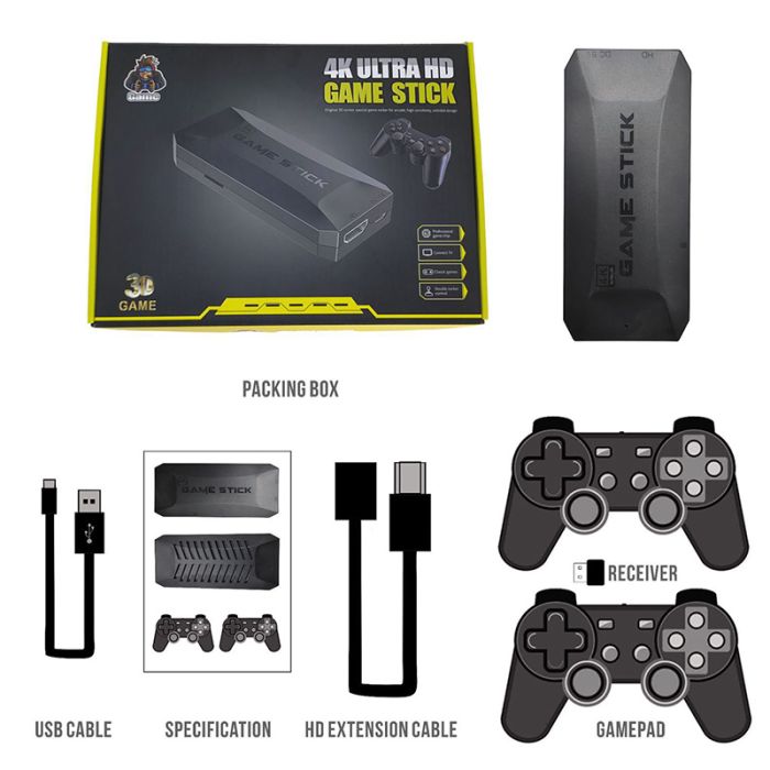 Портативная игровая приставка беспроводная M16 20000+ игр, 128 ГБ, 2 джойстика, ретро 8-16-32 бит, 4K, HDMI