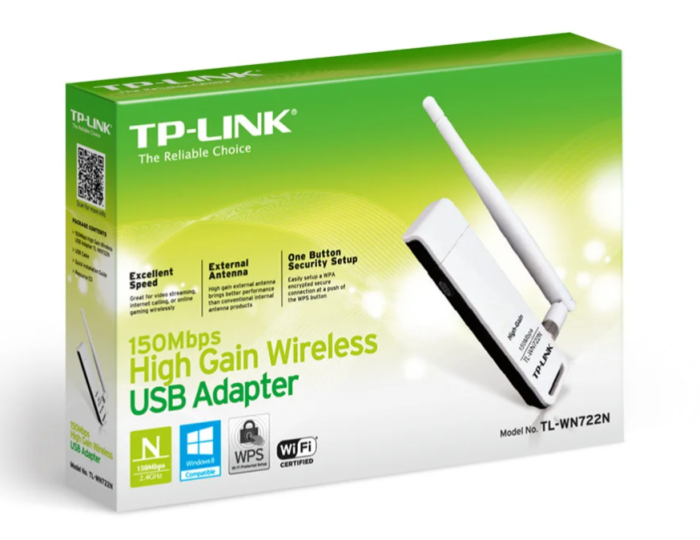 Мережевий адаптер USB TP-LINK TL-WN722N Wi-Fi 802.11 g/n 150Mb, USB 2.0, знімна антена