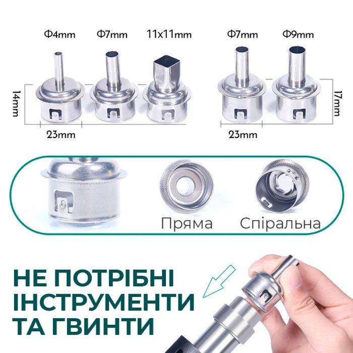 Паяльна станція 2 в 1 YIHUA 992D-III / термофен + 2 паяльники C210 C245 / 3 канали пам'яті / 1220 Вт