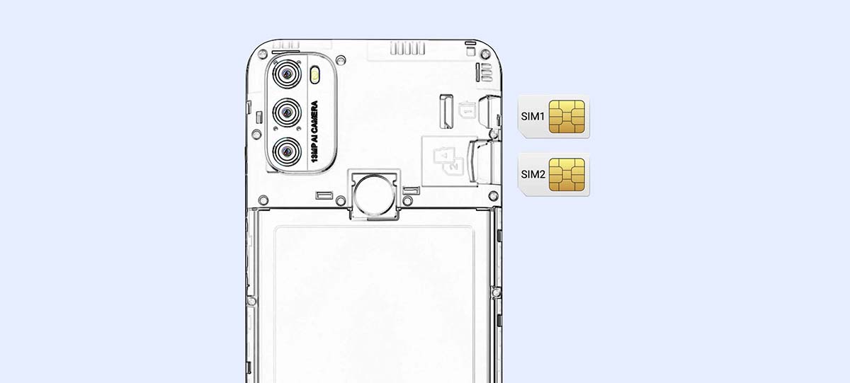 Две SIM-карты и расширение памяти Blackview A70, слот 2+1 с поддержкой microSD