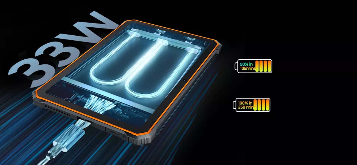 планшет blackview active 8 Быстрая зарядка мощностью 33 Вт