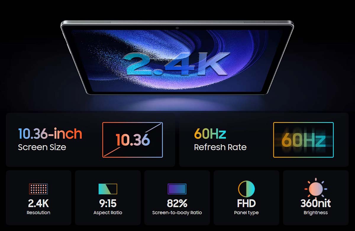 планшет Blackview Tab 11 WiFi Экран 10.36 дюймов с разрешением 2.4K