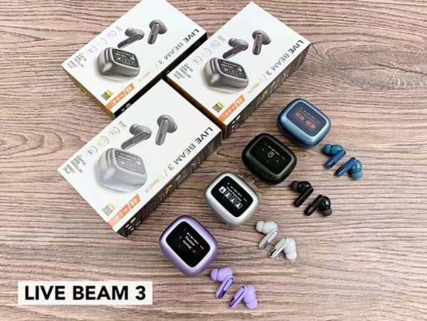 Комплект беспроводных наушников LIVE BEAM 3 TWS с коробками, представленные в различных цветах