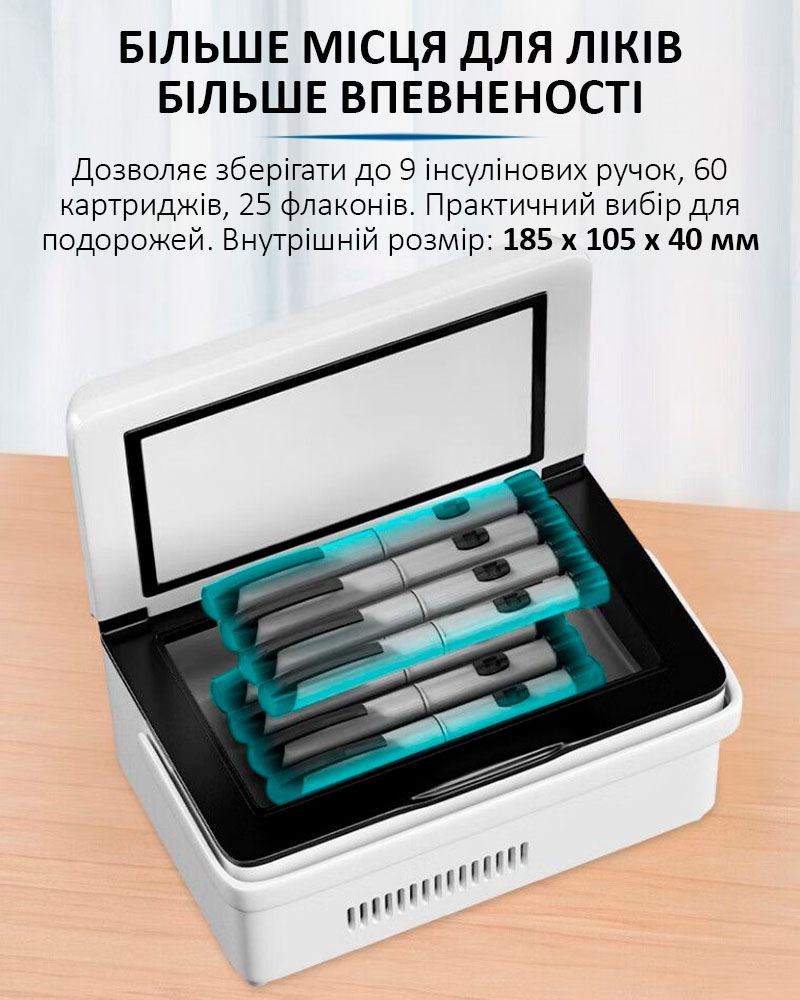Мини холодильник Coolbox CL-А08 вместимость до 9 инсулиновых ручек 60 картриджей 25 флаконов